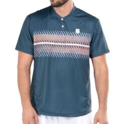 K-Swiss K Swiss Orion Blue & Polaris Short Sleeve Henley -Sports Tennis Shop KMT32 T52435